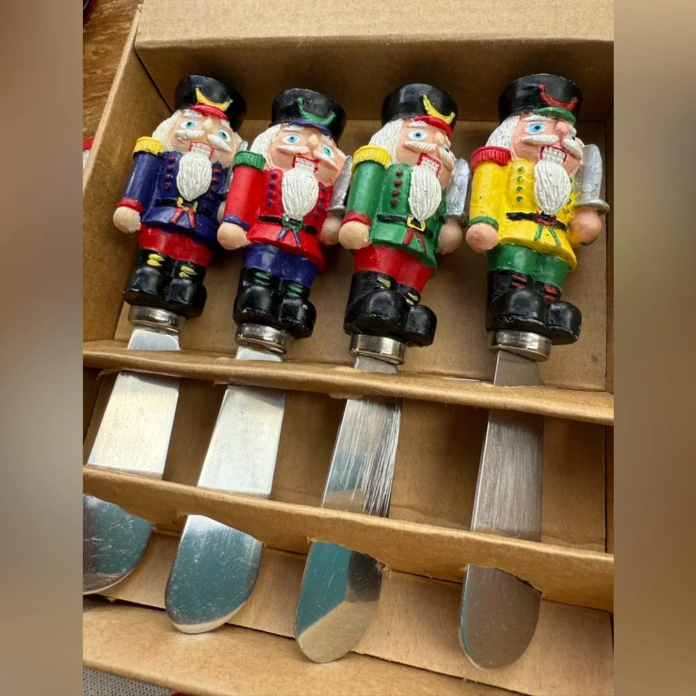 Vintage Boston Warehouse Nutcracker Cheese Spreaders - Red, Blue, Green, Yellow